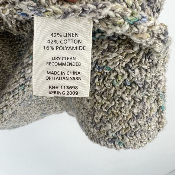 Margaret O’Leary Linen Blend Flecked Multi Knit Seashell Single Button Cardigan - Picture 7 of 8